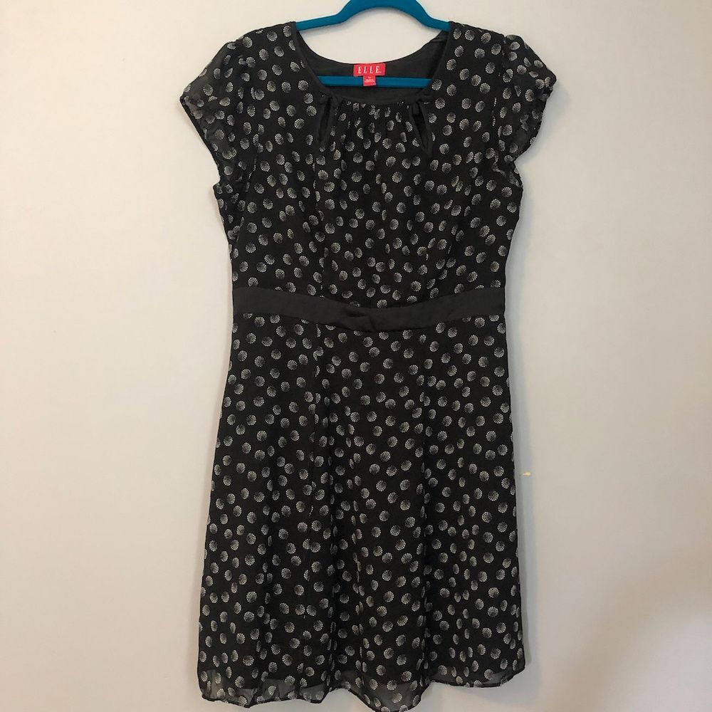 Black & White circle patterned a line cutout detail y2k dress - Elle Brand - 12